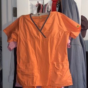 Bright orange scrubs